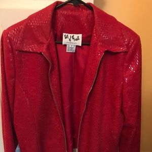 Faux Snake Skin Red Party Jacket Size L EUC!!
